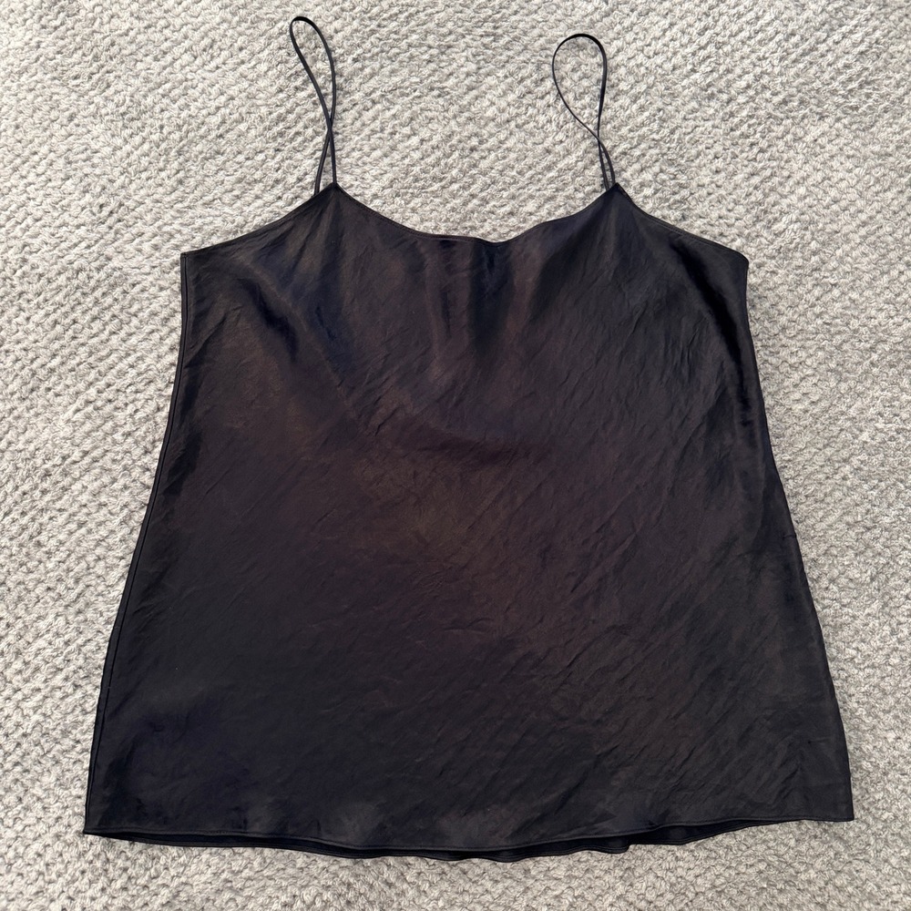 Vince Black Slip Satin Camisole Top Womens Medium Acetate Minimalist Flowy